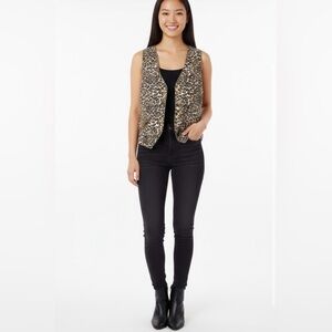 100% Silk Maggy London Vintage 90s animal print vest Sz 6/ Small